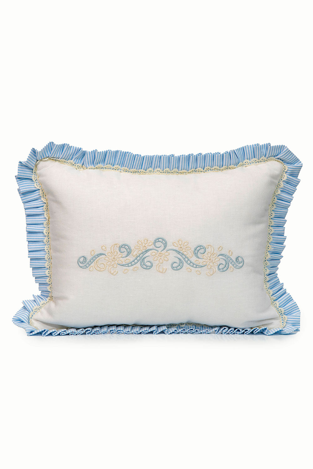 Baby Blue & Pearl Linen Heirloom Pillow