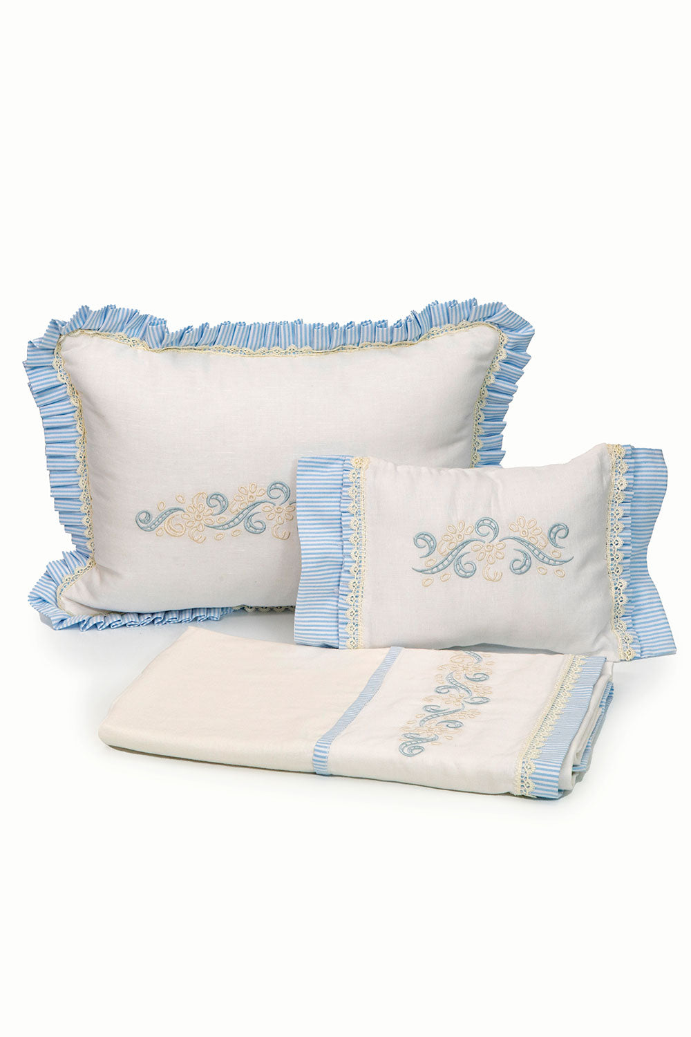Baby Blue & Pearl Linen Heirloom Set