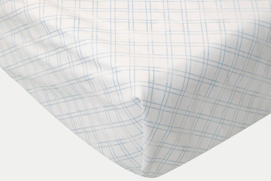 CRIB FITTED SHEET TREILLAGE BABY BLUE