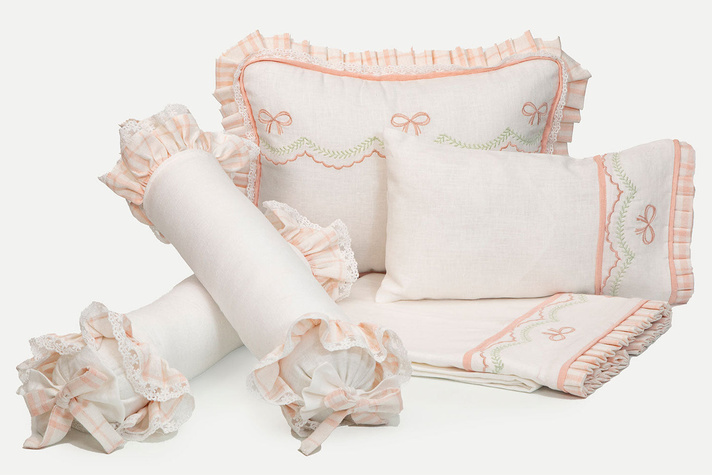 Vintage Rose & Sage Linen Heirloom Pillow