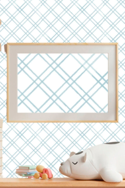 WALLPAPER TREILLAGE BABY BLUE