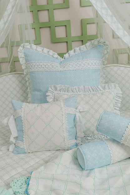 SMALL  PILLOW - TREILLAGE BABY BLUE