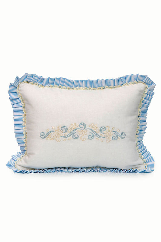 Baby Blue & Pearl Linen Heirloom Pillow