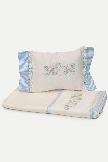 Baby Blue & Pearl Linen Heirloom Set