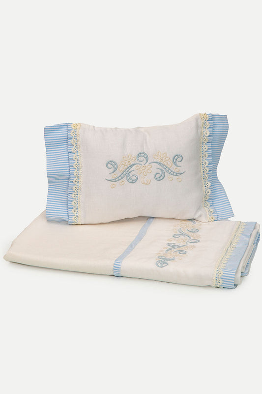 Baby Blue & Pearl Linen Heirloom Set