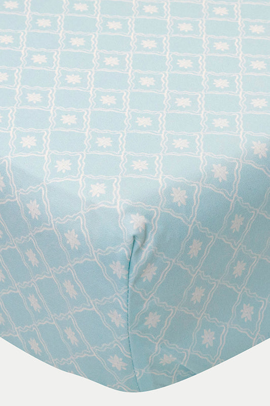 CRIB FITTED SHEET DIAMANT BABY BLUE