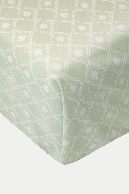 CRIB FITTED SHEET DIAMANT SAGE