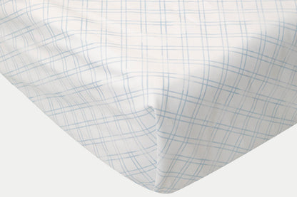 CRIB FITTED SHEET TREILLAGE  BABY BLUE