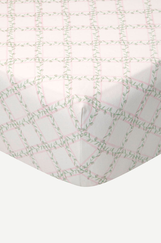 CRIB FITTED SHEET TREILLAGE BABY ROSE