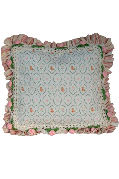 COJÍN PEQUEÑO DE CROCHET FLORAL TEDDY DREAM