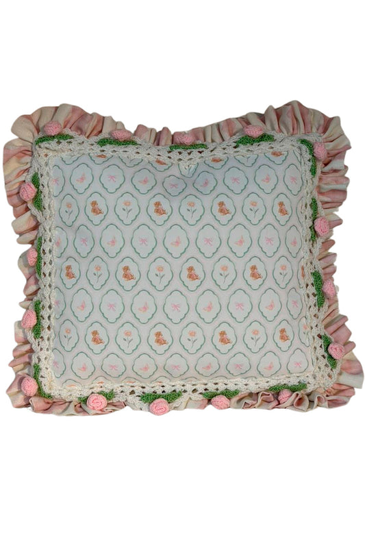 COJÍN PEQUEÑO DE CROCHET FLORAL TEDDY DREAM