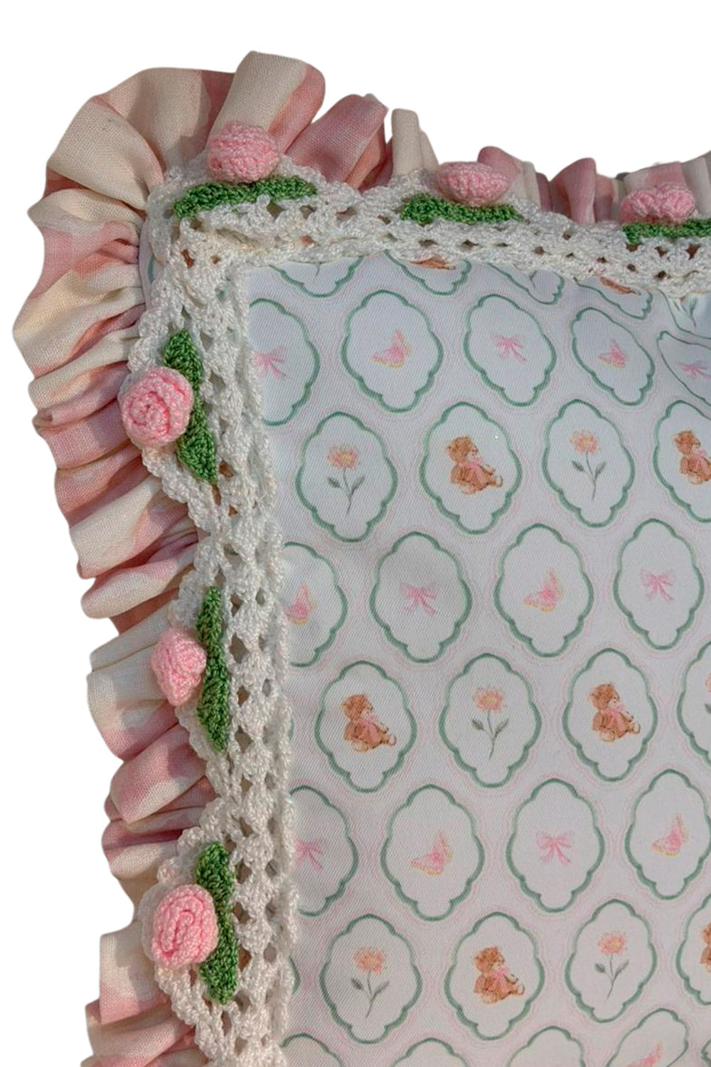 COJÍN PEQUEÑO DE CROCHET FLORAL TEDDY DREAM