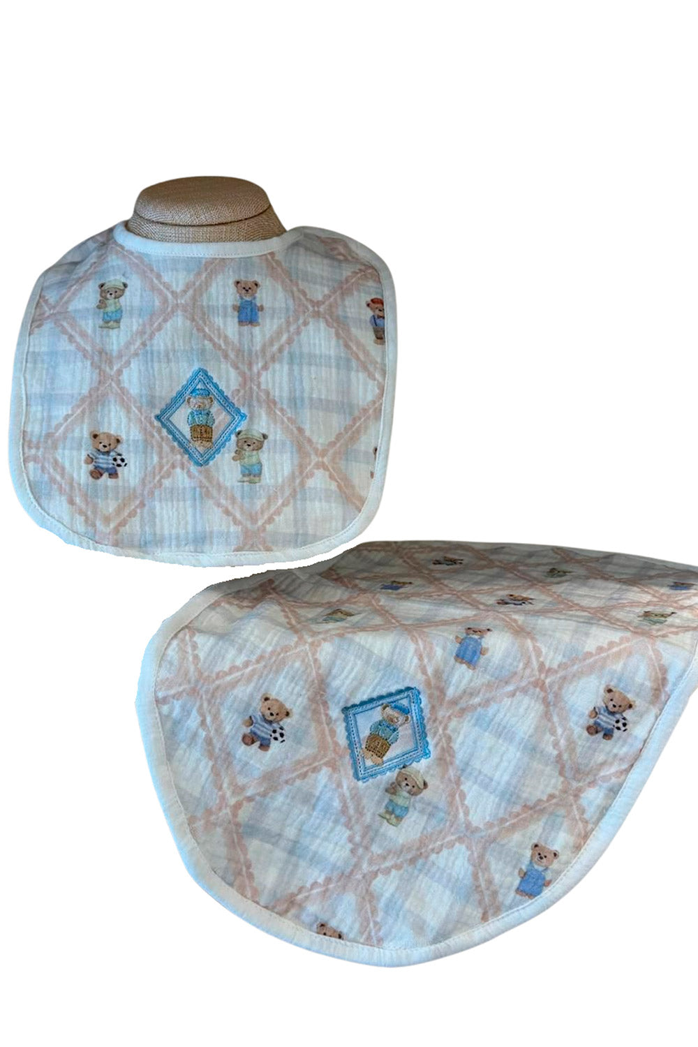 SET DE BABERO DE MUSELINA LITTLE BEAR GINGHAM
