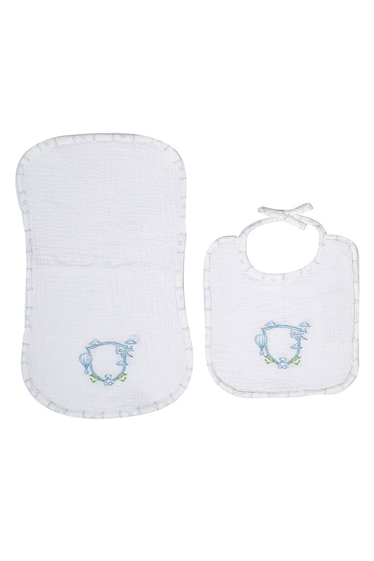 Muslin - Bib Set - Feuille Blue
