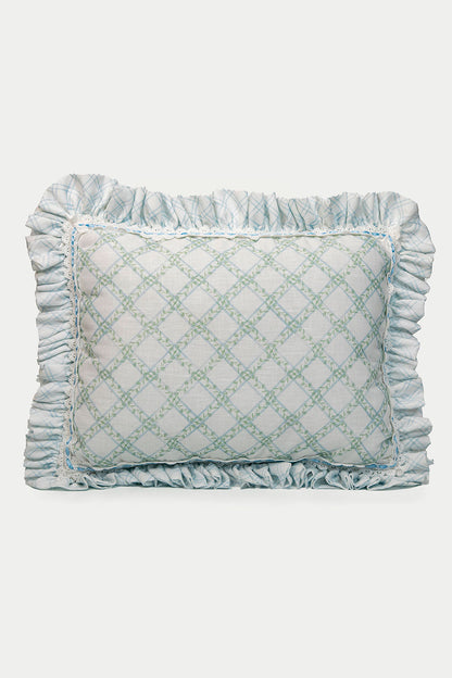 SMALL  PILLOW - TREILLAGE BABY BLUE