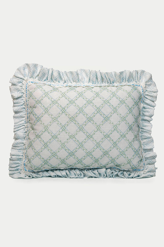 SMALL  PILLOW - TREILLAGE BABY BLUE