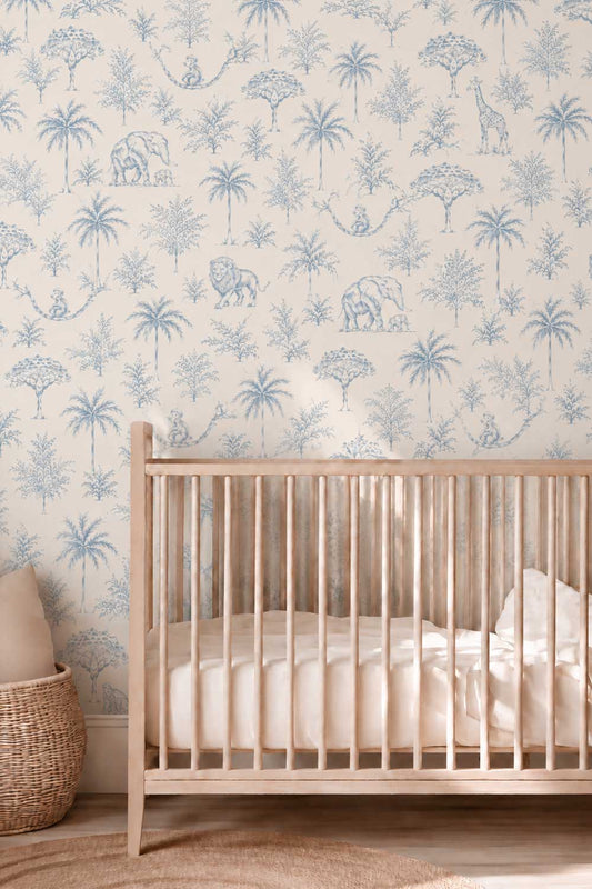 WALLPAPER SAFARI BABY BLUE